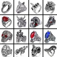 Cink Alloy Pljuska prst prsten, s Smola, pozlaćen, Berba & različitih stilova za izbor & za čovjeka & s Rhinestone, Prodano By PC