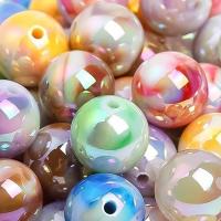 Plated Acrylic Beads Round DIY mixed colors 15.50mm Approx 2.3mm Sold By Bag