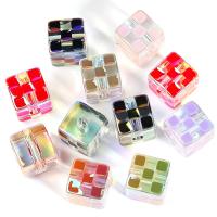 Acrylic Jewelry Beads, Square, DIY, mixed colors, 13.70mm, Hole:Approx 3.6mm, 30PCs/Bag, Sold By Bag