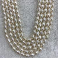 Perlas Arroz Freshwater, Perlas cultivadas de agua dulce, Bricolaje, Blanco, 5-6mm, Vendido para aproximado 37 cm Sarta