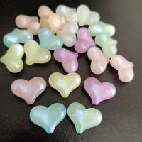 Grânulos de jóias de acrílico, acrilico, Coração, DIY & luminosa, cores misturadas, 17x23mm, Aprox 100PCs/Bag, vendido por Bag