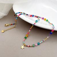 Stainless Steel Jewelry Necklace 304 Stainless Steel with Copper Coated Plastic & Acrylic with 5cm extender chain Star Vacuum Ion Plating fashion jewelry & for woman mixed colors nickel lead & cadmium free 10mm Length Approx 42 cm Sold By PC