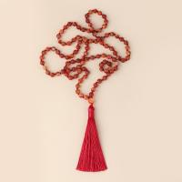 Fashion Fringe Necklace, Lace Agate, with Knot Cord, Tassel, vintage & fashion jewelry & Unisex, red, 6mm,85mm, Length:Approx 86 cm, Sold By PC