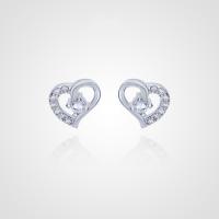 925 Sterling Silver Stud Earrings Heart fashion jewelry & micro pave cubic zirconia & for woman nickel lead & cadmium free Sold By Pair