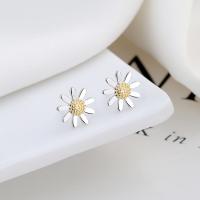 925 Sterling Silver Stud Earrings, Daisy, fashion jewelry & for woman, nickel, lead & cadmium free, 10mm, Sold By Pair