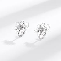 Cubic Zirconia Micro Pave Sterling Silver Earring 925 Sterling Silver Snowflake fashion jewelry & micro pave cubic zirconia & for woman nickel lead & cadmium free Sold By Pair