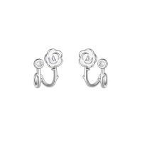 Cubic Zirconia Micro Pave Sterling Silver Earring 925 Sterling Silver Common Camelia fashion jewelry & micro pave cubic zirconia & for woman nickel lead & cadmium free Sold By Pair