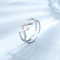 Cubic Zirconia micr3ofono pavimenta anillos de plata esterlina, Plata de ley 925, chapado, Joyería & micro arcilla de zirconia cúbica & para mujer, más colores para la opción, libre de níquel, plomo & cadmio, tamaño:7, Vendido por UD
