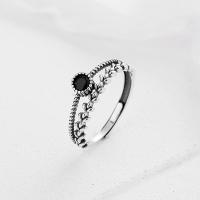Cubic Zirconia Micro Pave 925 Sterling Silver Rings Antique finish fashion jewelry & micro pave cubic zirconia & for woman nickel lead & cadmium free US Ring Sold By PC