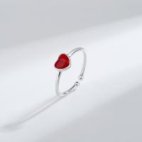 Solidny srebrny pierścień, 925 Srebro, Serce, biżuteria moda & dla kobiety & naklejka epoksydowa, bez zawartości niklu, ołowiu i kadmu, rozmiar:7, sprzedane przez PC