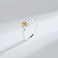 925 Sterling Silver Finger Rings, Daisy, fashion jewelry & for woman, nickel, lead & cadmium free, US Ring Size:7, Sold By PC