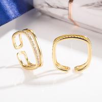 Sterling Silver Nakit Finger Ring, 925 Sterling Silver, pozlaćen, modni nakit & različite veličine za izbor & za žene & s Rhinestone, više boja za izbor, nikal, olovo i kadmij besplatno, Prodano By PC