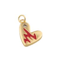Brass Jewelry Pendants, Heart, fashion jewelry & for woman & enamel, golden, nickel, lead & cadmium free, 23x15x2mm, Hole:Approx 2mm, Sold By PC