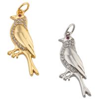 Cubic Zirconia Micro Pave Brass Pendant, Bird, fashion jewelry & micro pave cubic zirconia & for woman, more colors for choice, nickel, lead & cadmium free, 29x9x2mm, Hole:Approx 1mm, Sold By PC