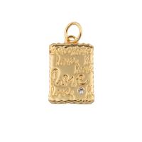 Cyrkonia Wisiorek mosiądz mikro Brukuje, biżuteria moda & mikro utorować cyrkonia & dla kobiety, złoty, bez zawartości niklu, ołowiu i kadmu, 20x10x2mm, otwór:około 1mm, sprzedane przez PC