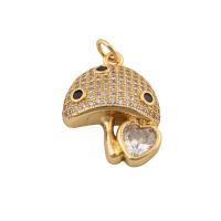 Cubic Zirconia Micro Pave Brass Pendant, mushroom, fashion jewelry & micro pave cubic zirconia & for woman, golden, nickel, lead & cadmium free, 25x17x6mm, Sold By PC