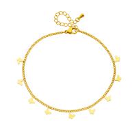 Fashion Jewelry Anklet, Titanium Steel, with 1.97inch extender chain, Butterfly, plated, for woman, golden, Sold Per Approx 8.27 Inch Strand