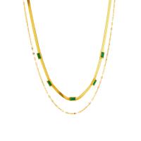 Multi Layer Necklace, Titanium Steel, with 1.97inch extender chain, plated, Double Layer & for woman & with rhinestone, more colors for choice, Sold Per Approx 18.9 Inch, Approx 16.54 Inch Strand