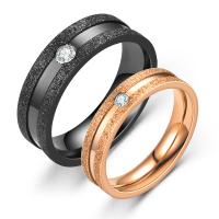 Couple Finger Rings, 304 Stainless Steel, Vacuum Ion Plating, Unisex & different size for choice & with rhinestone, more colors for choice, Sold By PC