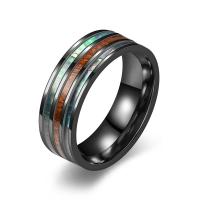 Rozsdamentes acél Finger Ring, 304 rozsdamentes acél, -val Héj, divat ékszerek & egynemű & különböző méretű a választás, fekete, 8mm, Által értékesített PC