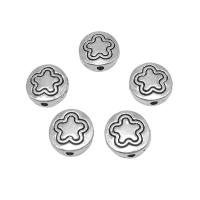 Tibetan Style Flat Beads, antique silver color plated, DIY, 9mm, Hole:Approx 1.5mm, Approx 50PCs/Bag, Sold By Bag