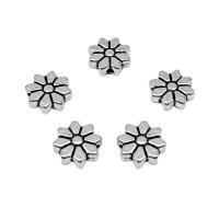 Tibetan Style Flat Beads, Flower, antique silver color plated, DIY, 9mm, Hole:Approx 1mm, Approx 50PCs/Bag, Sold By Bag