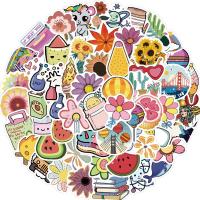 Sticker Paper, Soft PVC, Round, printing, mixed pattern & DIY & waterproof, 30-60MM, Sold By Set