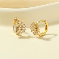 Cubic Zirconia Micro Pave Brass Earring, Butterfly, fashion jewelry & micro pave cubic zirconia & for woman, gold, nickel, lead & cadmium free, 16x14mm, Sold By Pair