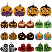 PU Leather Drop Earring, Halloween Jewelry Gift & different styles for choice & for woman, 75mm, Sold By Pair