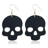 PU Leather Drop Earring with Velveteen & Zinc Alloy Halloween Jewelry Gift & for woman 50-70mm Sold By Pair
