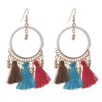 Tibetan Style Tassel Earring, with Polyester, gold color plated, Bohemian style & for woman & hollow, more colors for choice, 40x90mm, Sold By Pair