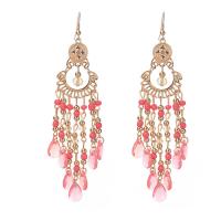 Tibetan Style Tassel Earring, with Seedbead, Teardrop, gold color plated, Bohemian style & for woman & with rhinestone, more colors for choice, 120mm, Sold By Pair