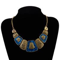 Tibetan Style Necklace, with Resin, Geometrical Pattern, plated, Bohemian style & for woman, more colors for choice, 45mm, Length:Approx 15.7 Inch, Sold By PC