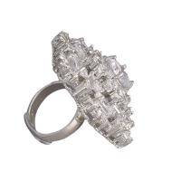 Rhinestone Cuff fingerring, med Messing, Snowflake, sølvfarvet forgyldt, mode smykker & for kvinde, Størrelse:6-8, Solgt af PC
