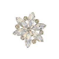 Rhinestone Finger Ring with Brass Flower silver color plated fashion jewelry & for woman US Ring Sold By PC