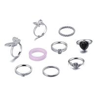 Stop cynku Zestaw pierścień, ze żywica, Powlekane, różne style do wyboru & dla kobiety & z kamieniem, rozmiar:5-9.5, sprzedane przez Ustaw