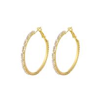 Messing Hoop Earring, mode smykker & Micro Pave cubic zirconia & for kvinde, flere farver til valg, nikkel, bly & cadmium fri, 43mm, Solgt af par