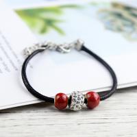 Porcelain Bracelet, Tibetan Style, with Porcelain & Wax Cord, handmade, Adjustable & fashion jewelry & different styles for choice & for woman, nickel, lead & cadmium free, Length:Approx 19 cm, Sold By PC