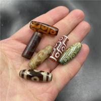 Natuurlijke Tibetaanse Agaat Dzi Beads, Drum, DIY & verschillende ontwerpen voor de keuze, 10x30mm, Verkocht door PC
