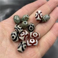 Natural Tibetan Agate Dzi Beads, Drum, three-eyed & DIY, more colors for choice, 10x14mm, Sold By PC