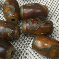 Natural Tibetan Agate Dzi Beads, Drum, DIY, 14*20mm, Sold By PC