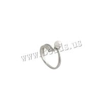 Krychlový Circonia Micro vydláždit mosazný prsten, Mosaz, s Plastové Pearl, platina á, módní šperky & micro vydláždit kubické zirkony & pro ženy, stříbro, 17mm, Prodáno By PC