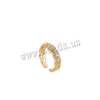 Anel de dedo de bronze de zircônio cúbico, cobre, banhado a ouro genuino, joias de moda & para mulher & com zircônia cúbica, dourado, 17mm, vendido por PC