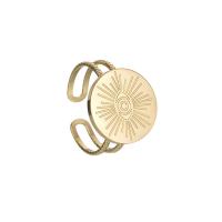 Boucle d'oreille Acier Titane, Plaqué d'or 14K, bijoux de mode & motif de mauvais œil & pour femme, doré, 18mm, 2PC/lot, Vendu par lot