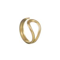 Titanium Steel Finger Ring, 14K gold plated, fashion jewelry & for woman, golden, 18*12mm, 2PCs/Lot, Sold By Lot