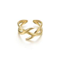 Anillo de dedo de Titantium Acero, Partículas de acero, chapado en oro de 14 K, Joyería & para mujer, dorado, 18*11mm, 2PCs/Grupo, Vendido por Grupo