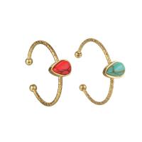 Titanium Steel Finger Ring, with turquoise, 14K gold plated, fashion jewelry & for woman, more colors for choice, 18mm, 2PCs/Lot, Sold By Lot