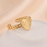 Titanium Steel Finger Ring Heart 14K gold plated fashion jewelry & for woman golden 18*10mm Sold By Lot