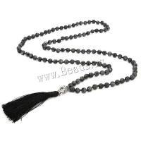 Fashion Fringe Necklace, Labradorite, with Knot Cord & Tibetan Style, Tassel, silver color plated, vintage & fashion jewelry & Unisex, mixed colors, 8mm,80mm,13x20mm, Length:Approx 106 cm, Sold By PC