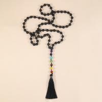 Fashion Fringe Necklace, Lava, with Knot Cord & Gemstone, Tassel, vintage & fashion jewelry & Unisex, mixed colors, 8mm,80mm, Length:Approx 92 cm, Sold By PC